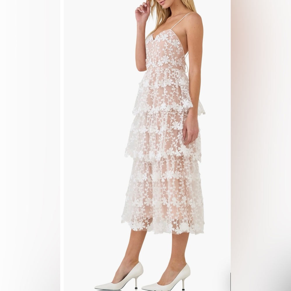 Charming CROCHET LAYERED MIDI DRESS